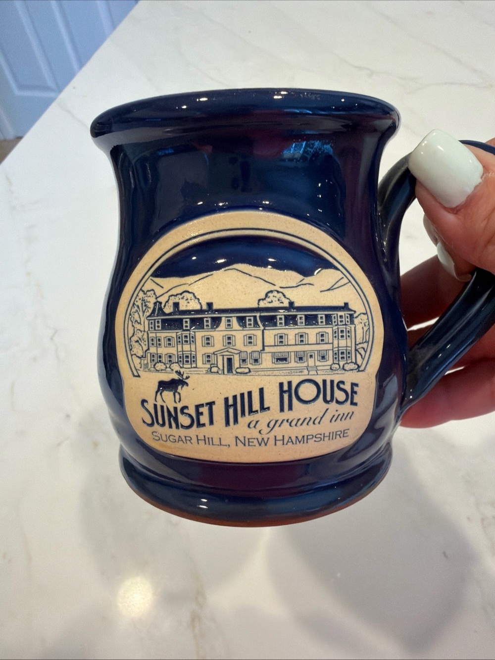 Sunset Hill House Blue Ceramic Mug Deneen  Pottery Sugar Hill New Hampshire